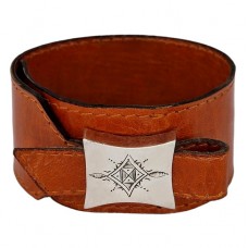Brățară manufacturată în piele naturală și argint | bijuterie unicat | colecția Ancient Symbols by ArtAntik